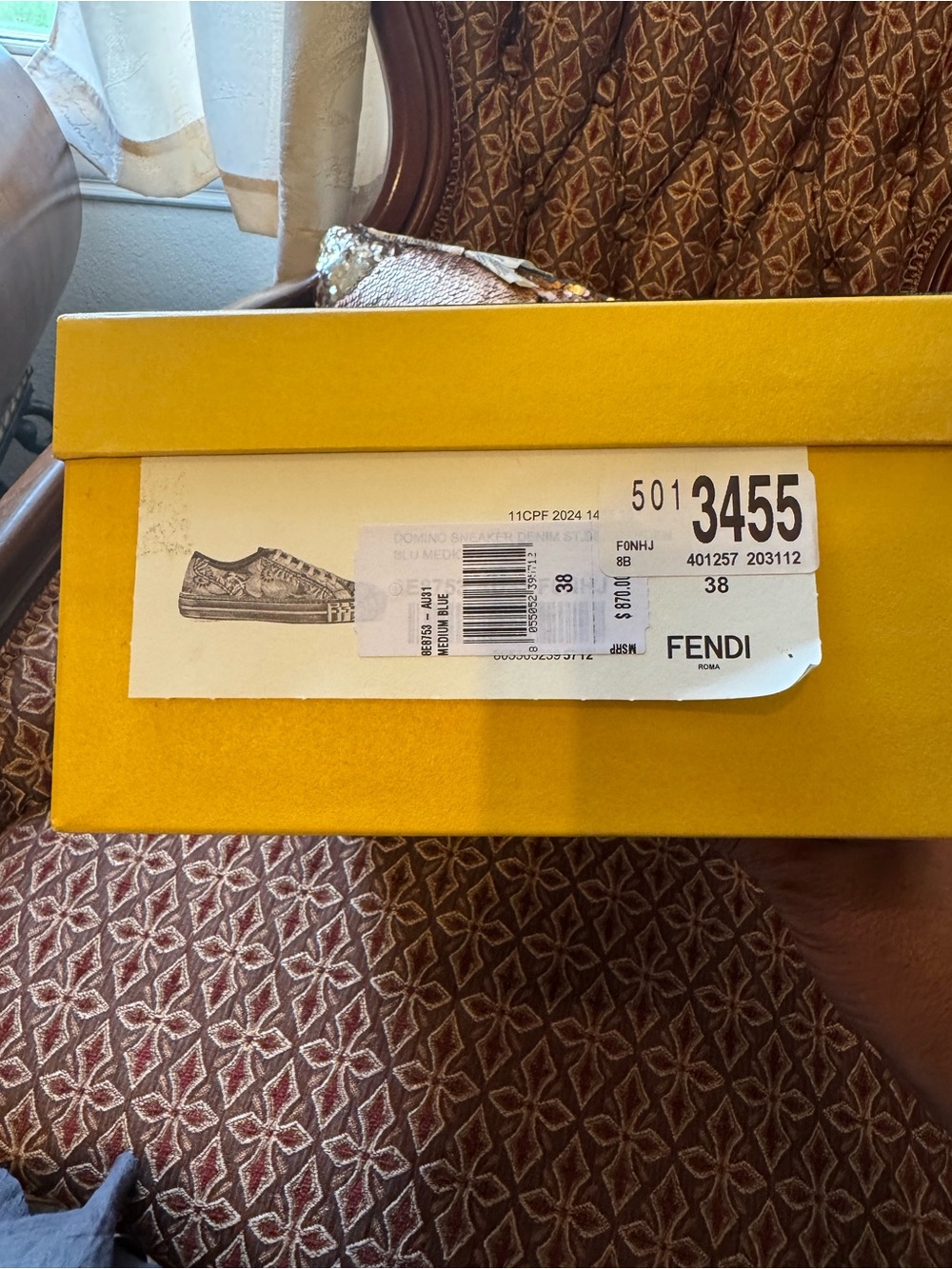 Fendi Yellow Shoe Box with Label